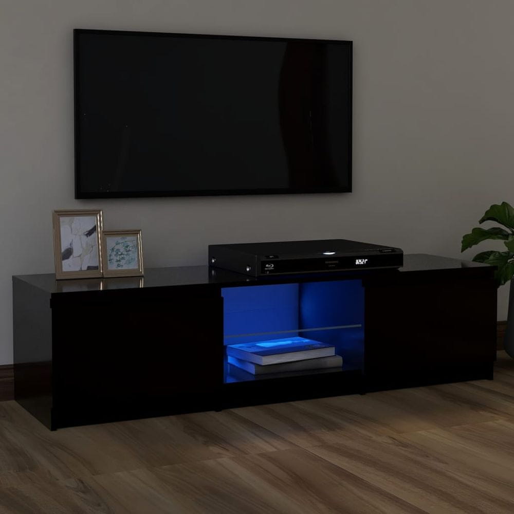 Vidaxl TV skrinka s LED svetlami čierna 120x30x35,5 cm